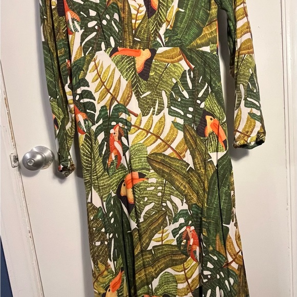 FARM Rio Leaf Print Long Sleeve Dress Medium - Picture 6 of 7